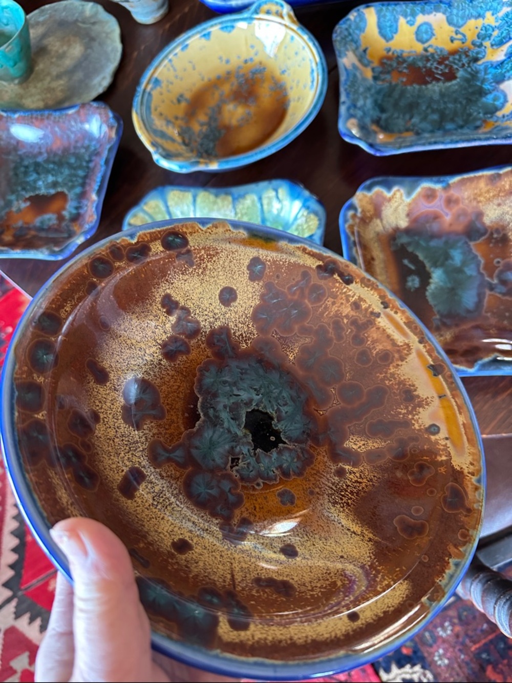 Edgecomb Pottery Crystalline glaze bowl. Handmade, artisan, rustic kitchen decor - Picture 11 of 11